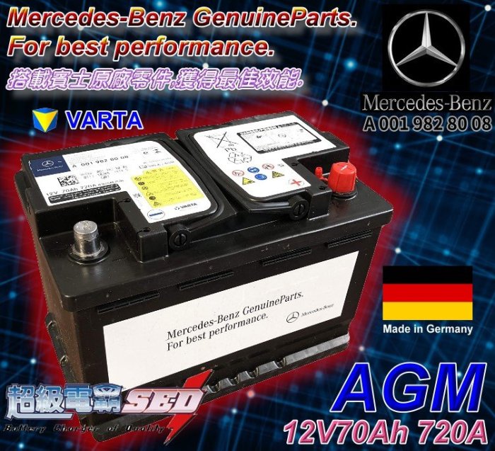 ✚中和電池✚ 德國賓士 BENZ AGM 正廠電池 12V70AH VARTA LN3 B180