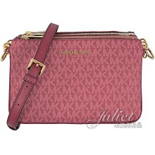 【茱麗葉精品】全新精品 MICHAEL KORS 專櫃商品 JET SET ITEM 印花三合一拉鍊斜背包.莓紅 現貨