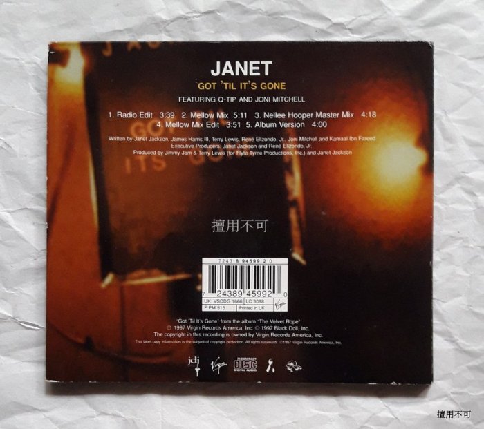 Janet Jackson 珍娜傑克森 Got til it′s gone 單曲