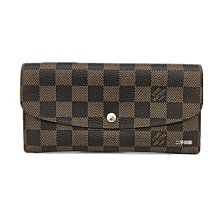 二手旗艦 LOUIS VUITTON LV 咖啡色 棋盤格紋 4卡 掀蓋 發財包 長夾(公益店)01801