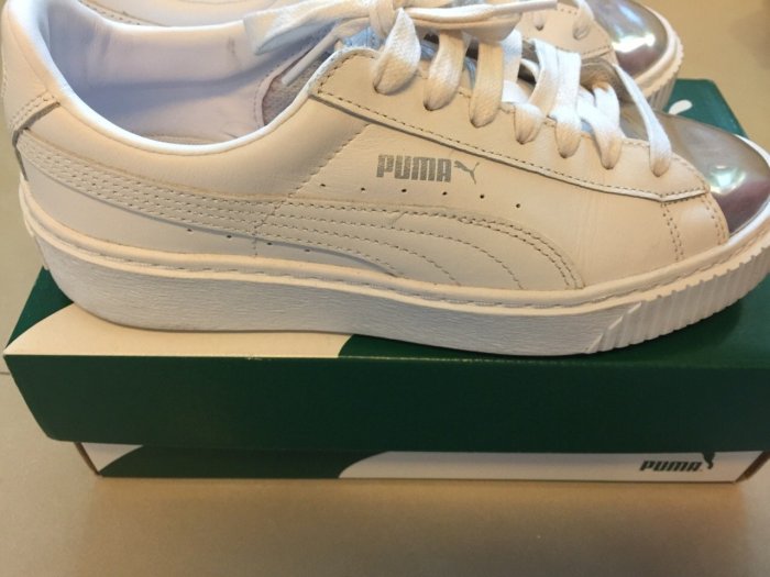 PUMA BASKET PLATFORM 銀x白色 厚底 球鞋 休閒鞋 小白鞋 增高鞋 蔡依林 蕾哈娜