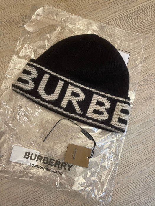 超新真品 Burberry 黑色 羊絨經典毛線帽