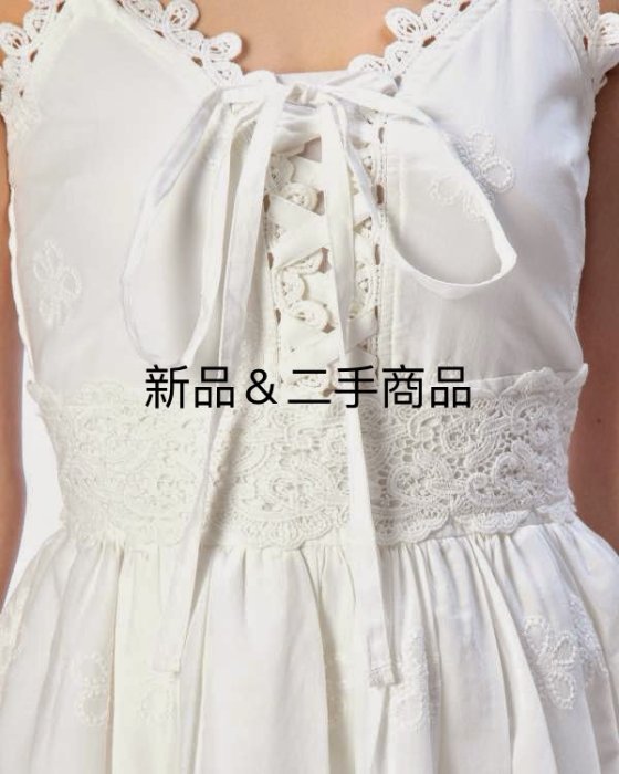 lizlisa LIZ LISA甜美細肩帶刺繡蕾絲洋裝連身裙連衣裙日本LIZ日系白色  全新 無袖洋裝細肩帶洋裝