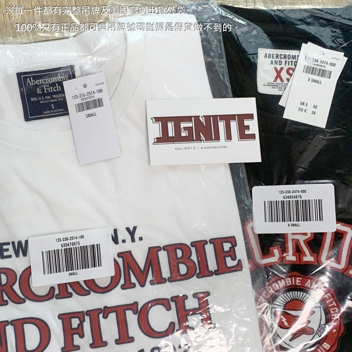 【新款上架 】現貨天天出 Abercrombie&Fitch 大LOGO 徽章 圓領 A&F 麋鹿 LOGO 素t 短T