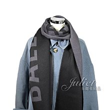 【茱麗葉精品】全新精品 BALENCIAGA 巴黎世家 530047 簡約LOGO印花撞色羊毛長圍巾.深灰/黑 預購