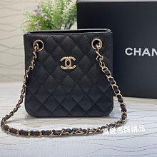 《真愛名牌精品》CHANEL AS3176  黑荔枝 金扣 金鍊 小豆腐包 *全新*代購