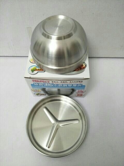 隔熱碗 雙層碗 兒童碗 兒童餐具 防燙碗 316(18-10)不鏽鋼雙層碗(台灣製造)12cm附蓋 一入