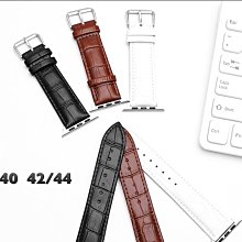 錶帶屋 完全替代AppleWatch 38mm/40mm 42mm/44mm頭層小牛皮加厚錶帶壓鱷魚紋防水錶帶