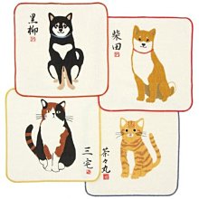 ˙ＴＯＭＡＴＯ生活雜鋪˙日本進口雜貨日本製 wasabi柴犬 貓姿態和風圖紗布手帕 方巾(現貨+預購)
