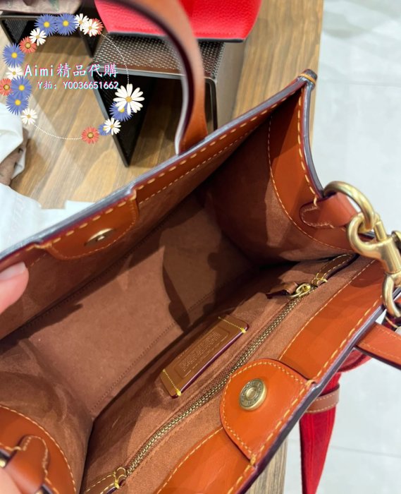 Aimi精品代購 Coach CF083 蔻馳新款Rexy恐龍印花女士托特包 附購證 商品吊牌標籤