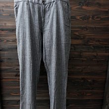 CA 日本品牌 UNIQLO 灰色條紋 棉麻混紡 休閒九分褲 XL號 一元起標無底價P136