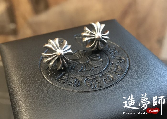 造夢師 手工製作【Chrome Hearts】【復刻】CH 克羅心 經典十字(粗厚款) 原廠耳塞 925純銀 耳環