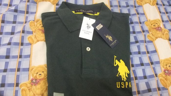 【異國滿屋】U.S. Polo Assn. 男素色短袖POLO衫(綠色)全新正品--購自美國專櫃M號