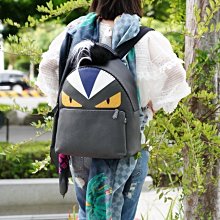 Fendi 7VZ012 Bug Bag Backpack Black Multi 大型 眼睛後背包 灰