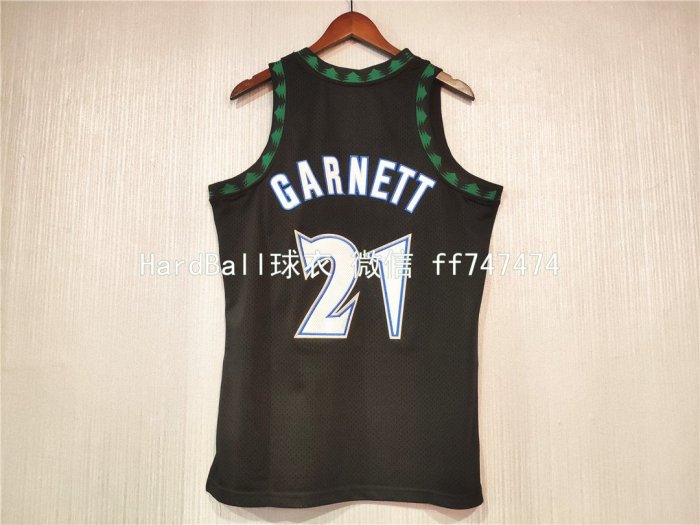 凱文·賈奈特(Kevin Garnett) NBA明尼蘇達灰狼隊 球衣 21號 復古版 黑綠色