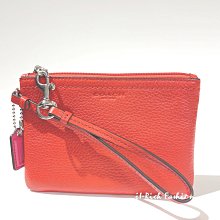 就愛精品店❤️  COACH 橘紅色荔枝皮革材質手拿包 #51763