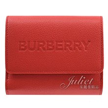 【茱麗葉精品】全新精品 BURBERRY 專櫃商品 8052829 LUNA 烙印LOGO牛皮釦式零錢短夾.紅 現貨