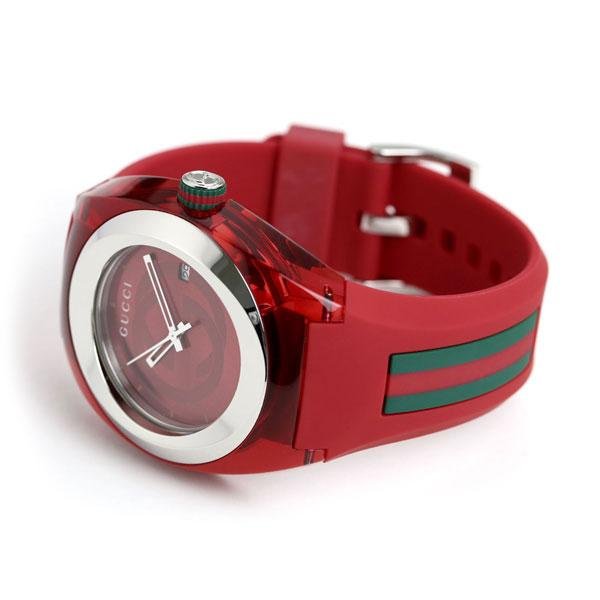 GUCCI YA137103A 古馳 手錶 46mm 紅色面盤 紅色橡膠錶帶 男錶