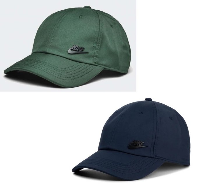 【IMPRESSION】 NIKE Cap 黑色 小LOGO 勾勾 字體 金屬標 復古 老帽 942212 深藍/深綠