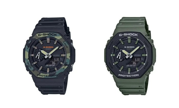 Casio G-Shock  GA-2110SU-3A GA2100
手錶 200米 防水 碳纖維 超薄 雙顯 八角 AP 皇家橡樹 寶格麗 黑迷彩 軍綠 黑色