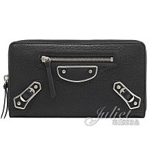 【茱麗葉精品】全新精品 BALENCIAGA 巴黎世家 專櫃商品 390187 Edge 銀釦山羊皮拉鍊長夾.黑 預購