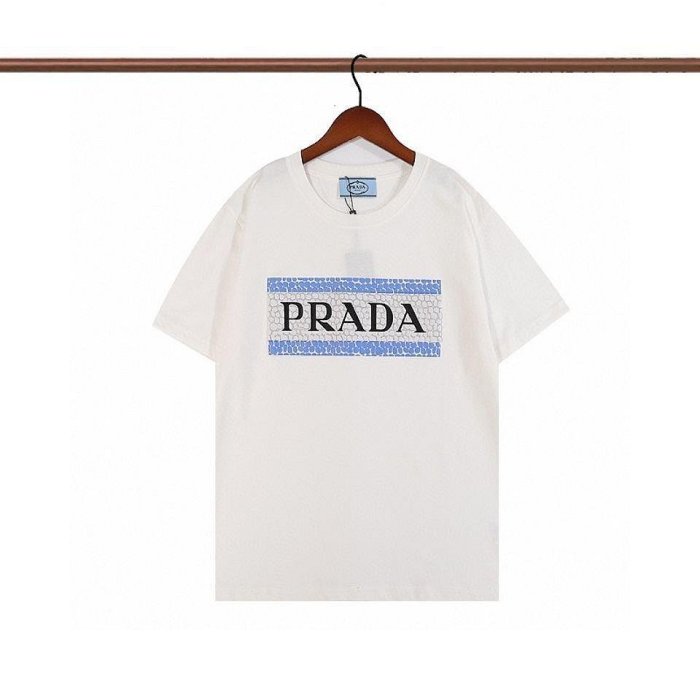 PRADA印字logo2022夏新款潮流男女純棉短袖侶t恤衫-水水精品衣櫥
