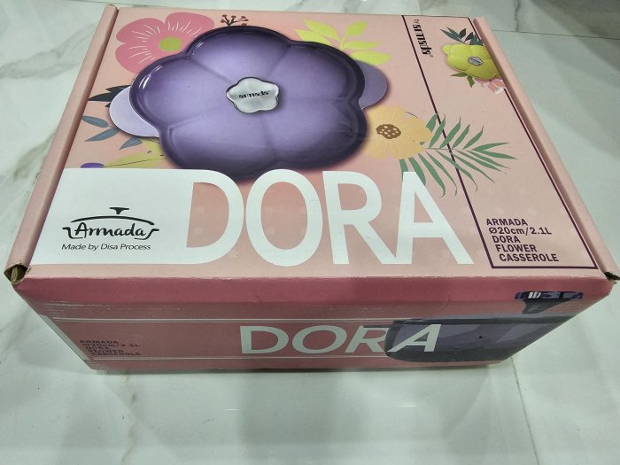 ARMADA艾麗絲琺瑯鑄鐵鍋～20公分/21公升/DORA/FLOWER/黃色/AMDR-20Y