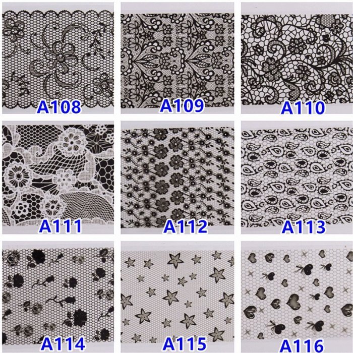 【幻彩美甲】星空轉印紙-黑白蕾絲A101~B116美甲星空貼 玻璃星空轉印貼 星空紙鏤空質感 透明星空貼紙