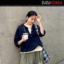 100%韓國空運 [ZUZUKOREA] * 自然寬鬆 簡單俐落寬袖享利領上衣(四色) 10932706