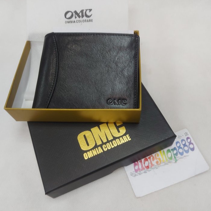 ＊迪奧小店＊名牌OMC OMNIA COLORARE短夾／義大利牛皮【上下固定翻頁+雙照片】／勁爆特價~經典黑！