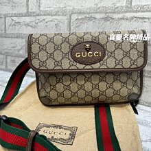 《真愛名牌精品》GUCCI 493930 GG Supreme belt bag 腰包 虎頭胸口包*88成新*(64898)