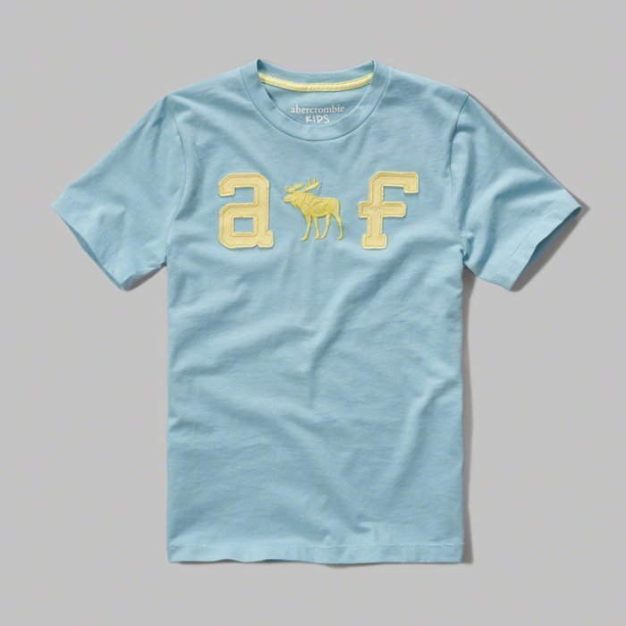 Maple麋鹿小舖 abercrombie&fitch ＊ a&f 男孩款水藍色麋鹿字母短T＊( 現貨15/16號 )