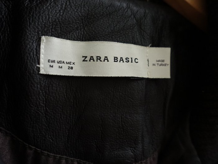 西班牙品牌 ZARA BASIC 女款 深咖啡色 羊皮 真皮皮衣 M號