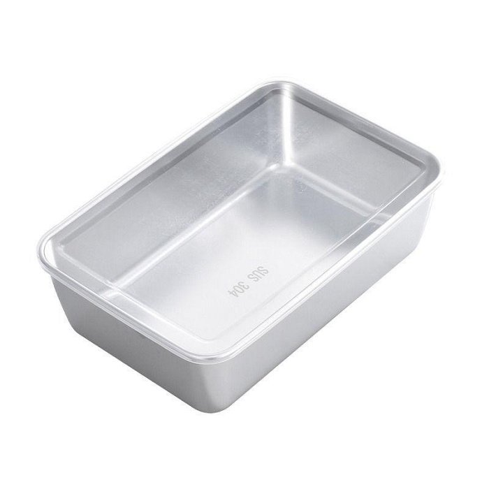 滿200元出貨#304不銹鋼方盤保鮮盒冷凍盒托盤食品級帶蓋廚房方盒子收納不繡鋼