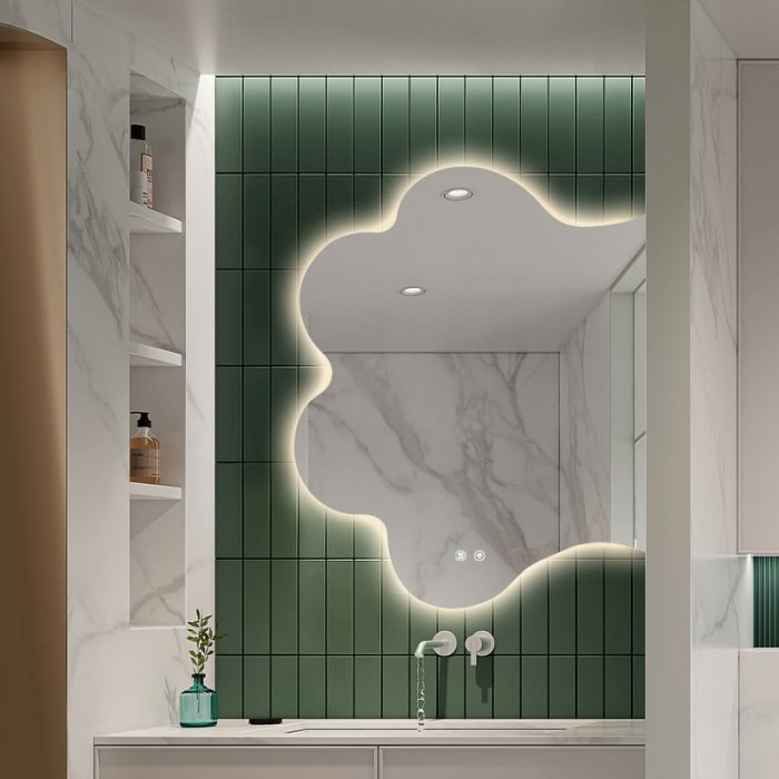 網紅異形鏡子衛生間洗手臺浴中室鏡粘貼壁掛 自行安裝