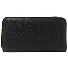 【茱麗葉精品】全新精品 BURBERRY 4059666 壓印LOGO全牛皮寬版拉鍊長夾.黑 預購無現貨