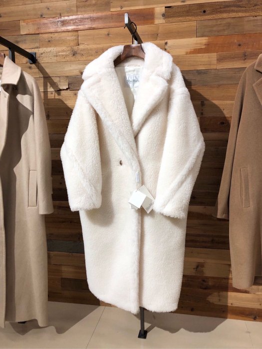 【BLACK A】義大利精品Max Mara 新款camelwool Teddy Bear Coat 白色泰迪熊駝絨長版大衣 夏季特價 秋冬漲價