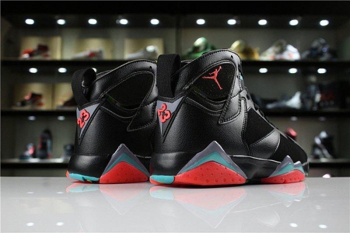 NIKE AIR JORDAN 7 Retro 黑 橘紅 705350-007 火星人 馬文