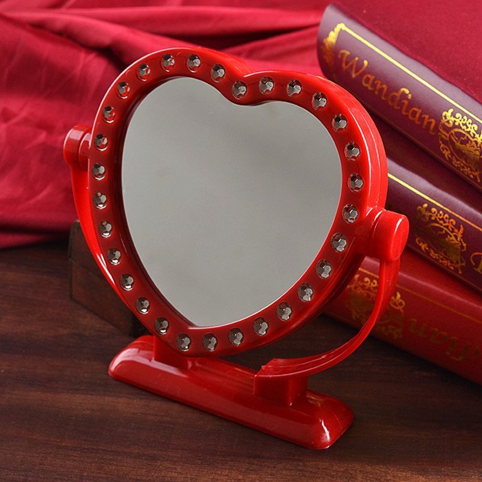 桌鏡【一對】結婚婚慶用品新娘嫁妝紅鏡梳妝臺化妝鏡子創意新人道具