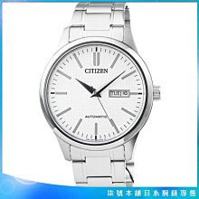 【柒號本舖】 CITIZEN星辰機械鋼帶男錶-白色 / NH7520-56A