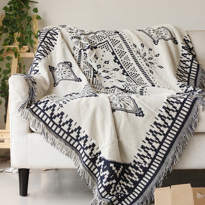 特賣-地毯 地墊 家具 手工｜純棉線毯 經典復古雙面 民族風地毯 萬用毯 沙發布 IKEA 線毯 露營毯 北歐 波西米亞