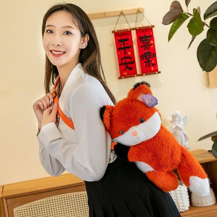2024新款動物潮流書包兒童毛絨包包熊貓哈士奇狐貍小熊公仔演出包