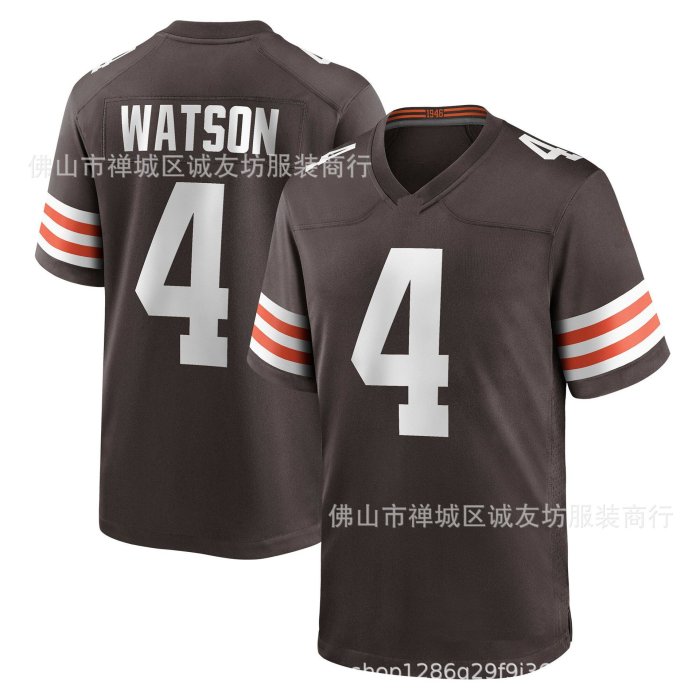 現貨球衣運動背心NFL橄欖球球衣 布朗 4 白色1946 Browns Deshaun WatsonJersey