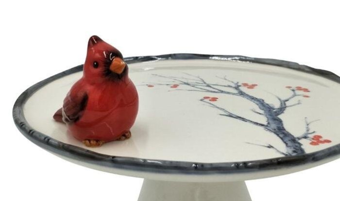3537A 歐洲進口 高腳蛋糕盤 陶瓷小鳥造型盤 午茶盤展示盤點心盤 置物盤裝飾盤餐具