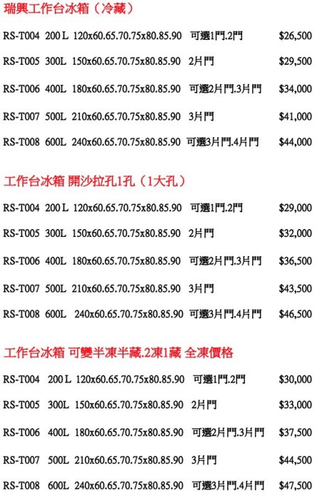 《利通餐飲設備》RS-T008 瑞興 8尺 工作台冰箱（全藏） 8呎 工作台冰箱 臥室冰箱 台灣製造  無霜冰箱