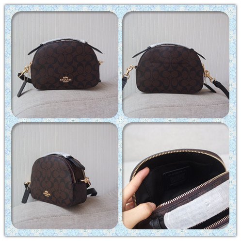 DanDan代購 美國正品 COACH 1591 新款Serena系列拼色圓餅包 女士單肩斜挎手提包 潮流時尚 附購證