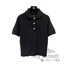 My Closet 二手名牌 CHANEL 2020秋冬 全新 100% Cashmere 珍珠金屬釦 小圓領 短袖毛衣