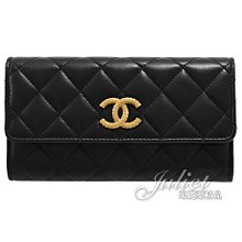 【茱麗葉精品】全新商品 CHANEL 專櫃商品 AP3409 新版復古CC LOGO小羊皮釦式中夾.黑 預購無現貨