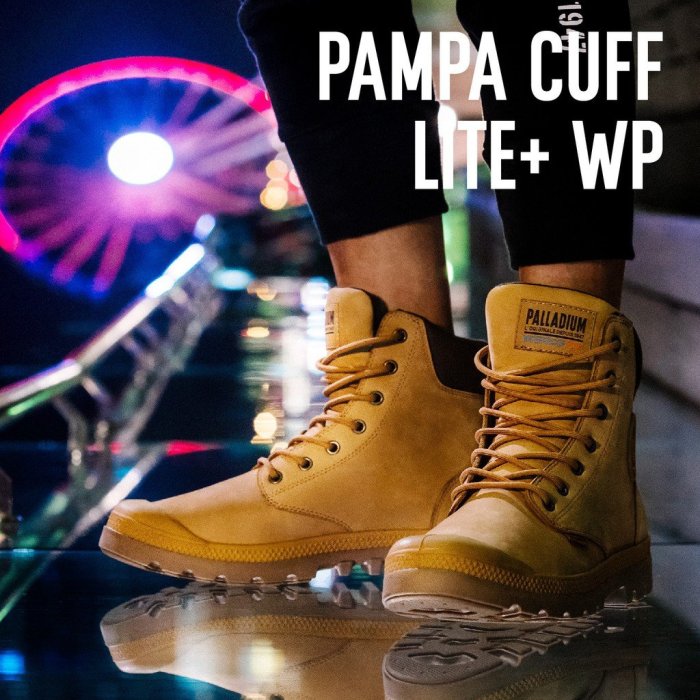 =CodE= PALLADIUM PAMPA LITE+ CUFF WP+ 防水輕量軍靴(土黃) 76118-717 女