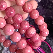 優質天然-少女粉薔薇輝石玫瑰石10mm（單圈）粉紅版的藍銅礦手珠手鍊DIY串珠隔珠•點點水晶•
